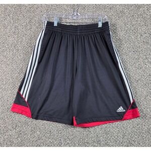Adidas Basketball Shorts Mens S Black Red White 3 Stripe Sporty Fitness Lounge